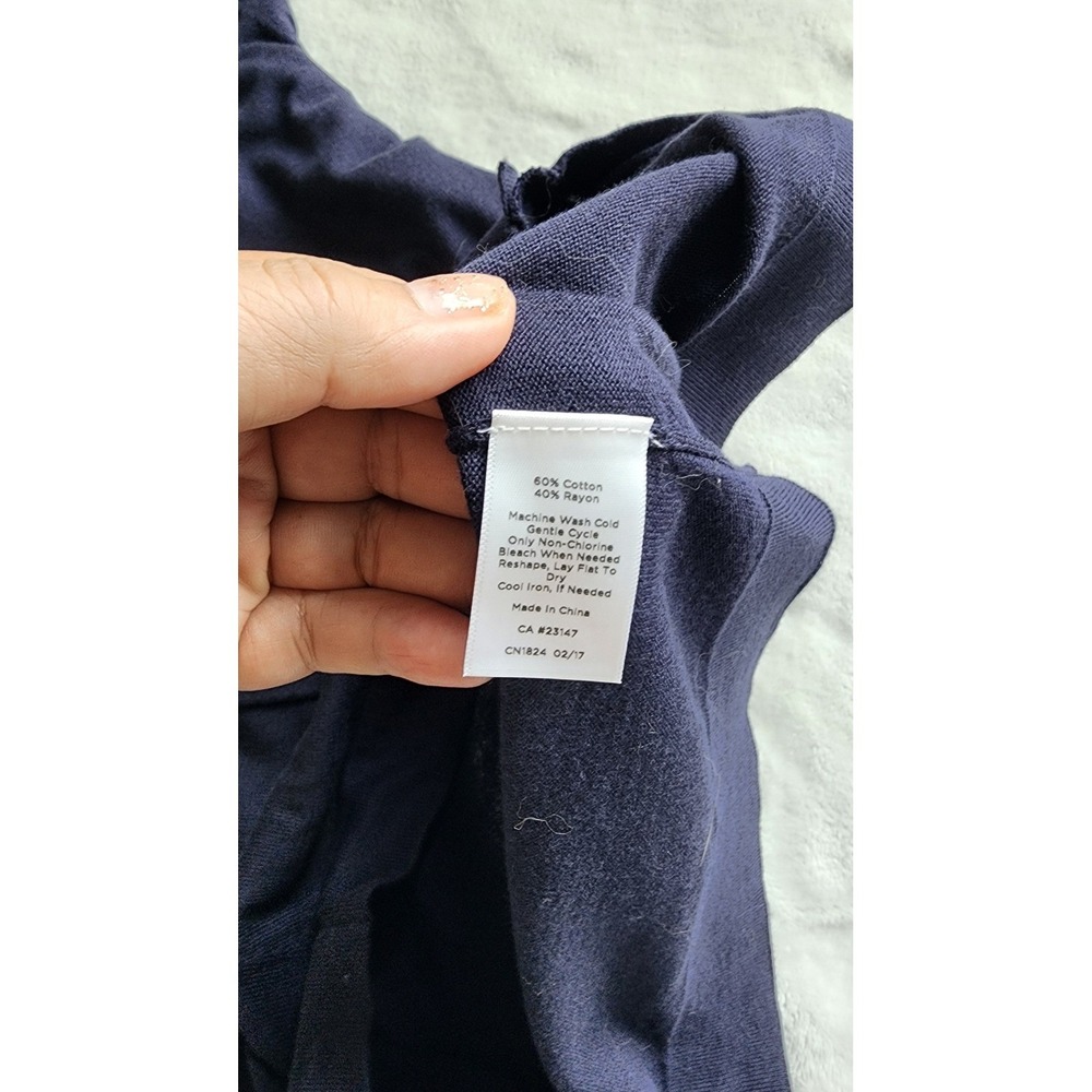 Talbots Navy Blue V-Neck Button Front Cardigan Sweater Pockets S Nautical Casual - Picture 10 of 11